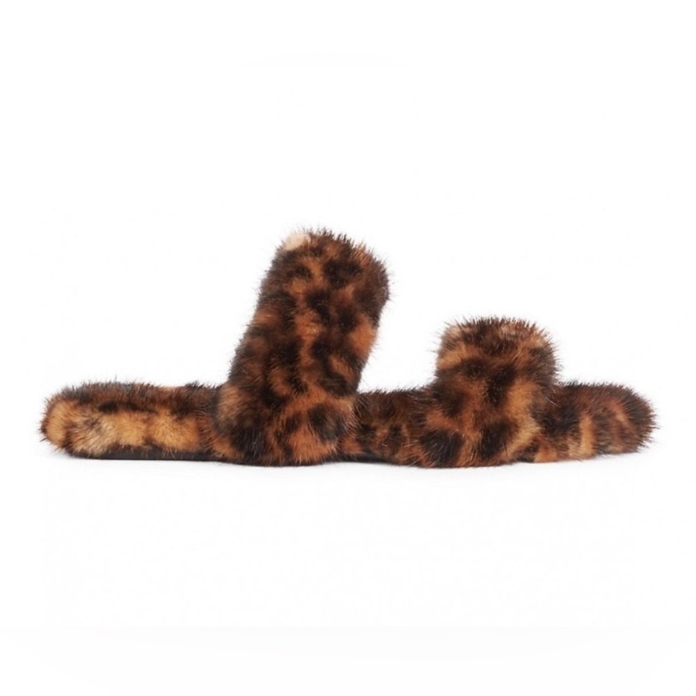 AUTHENTIC SAINT LAURENT Leopard Mink Sandals